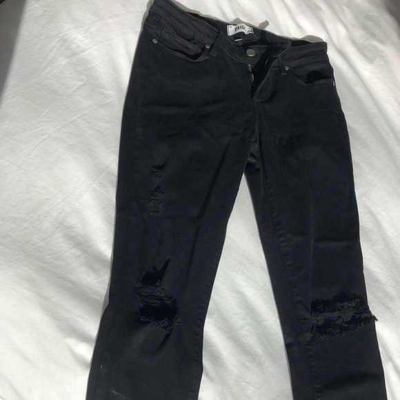 PAIGE Denim - Paige Verdugo Ultra Skinny Distressed Black Jeans